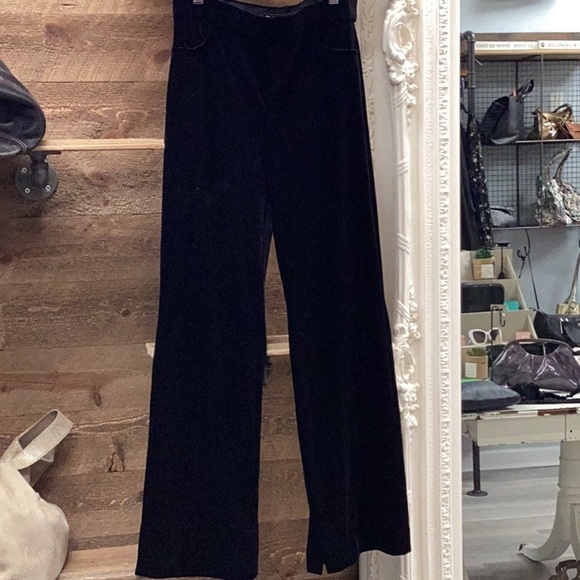 Zara Black Velvet Flared Pants Size Medium - Picture 3 of 5
